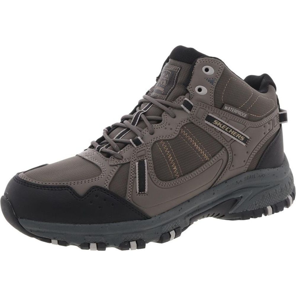 Skechers Womens Brown Mixed Media Knit Hiking Boots New